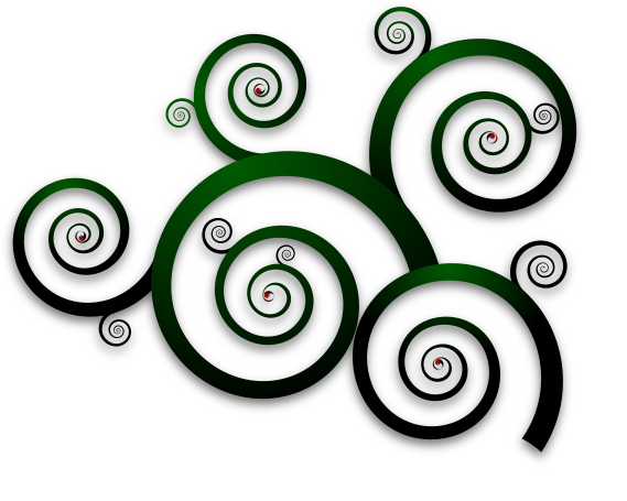 spirals resembling a fern in greens
