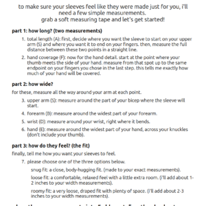 instructions for measuring for custom sleeve fit