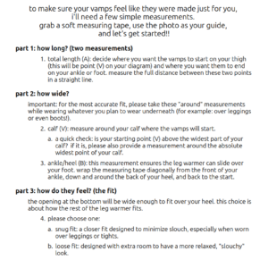 directions for measuring for custom vamps